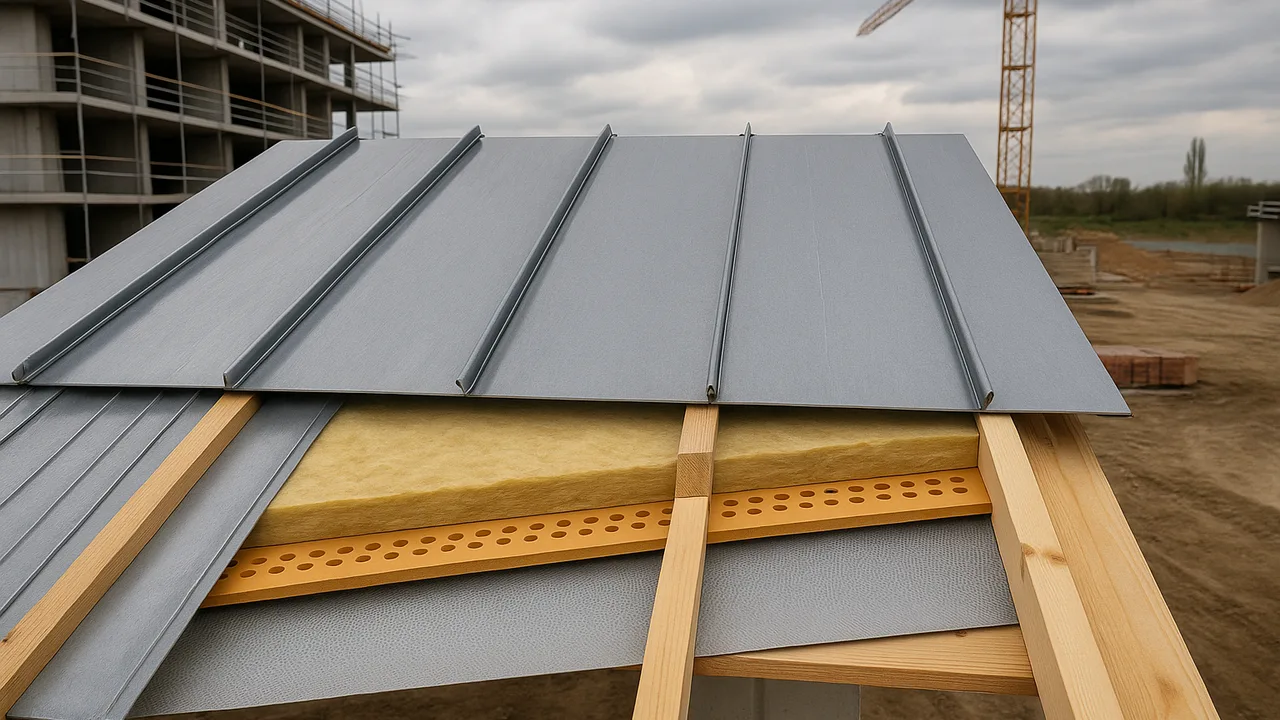 Toiture en zinc à joint debout avec isolation et ventilation