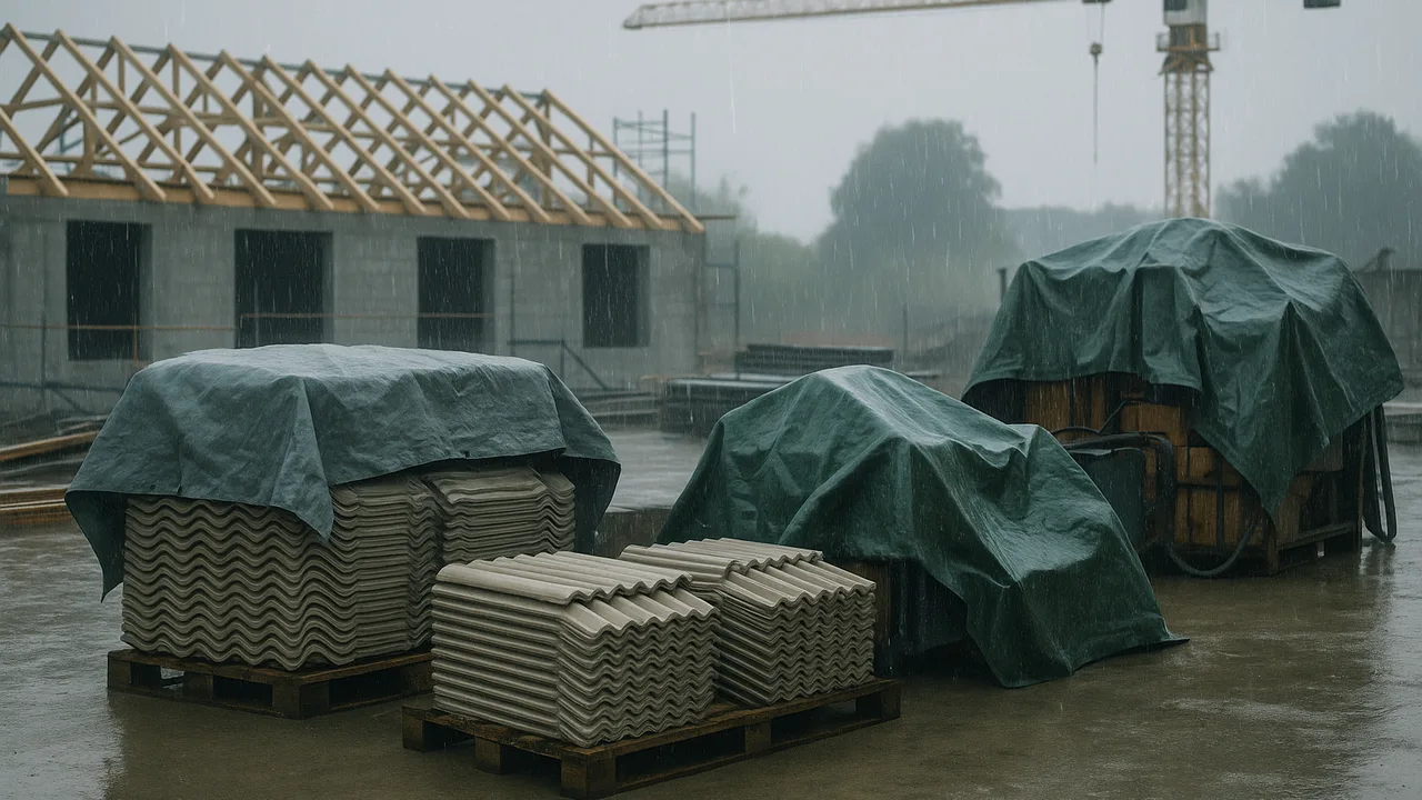Chantier de couverture stoppé par intempéries