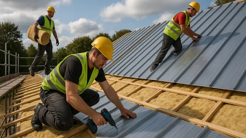 Installation de zinc et isolation des rampants sur toit
