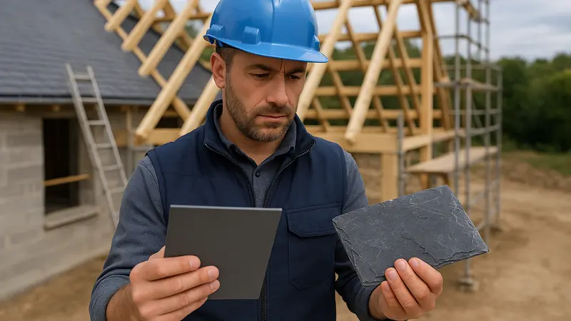 Comparaison ardoise naturelle et fibres-ciment sur chantier