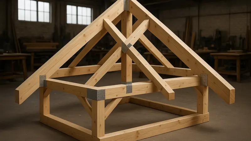 Chevêtre de toiture renforcé sur un chantier