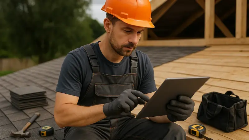 Couvreur utilisant Couvrappy sur un chantier