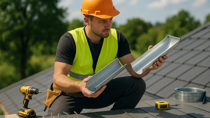 Comparaison de gouttières en zinc et aluminium sur un toit