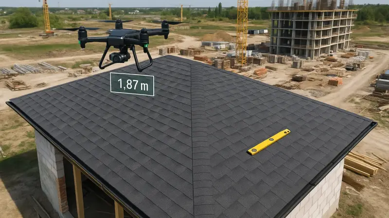 Drone mesurant une toiture sur un chantier