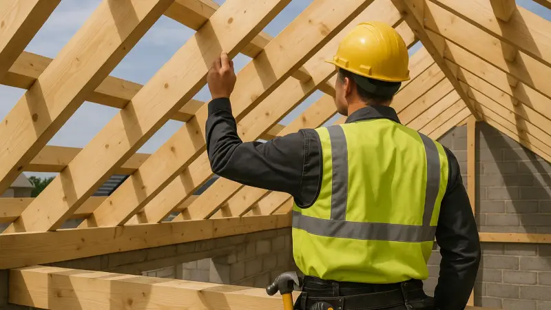 Inspection de charpente en bois sur chantier