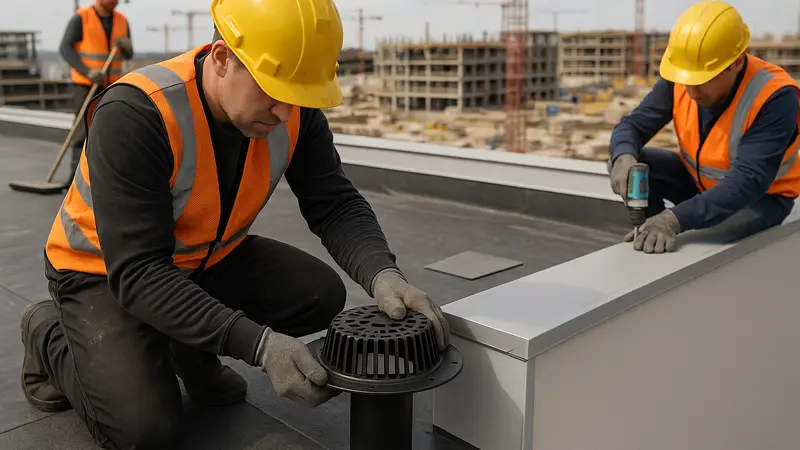 Installation d'un système de trop-plein sur toiture-terrasse