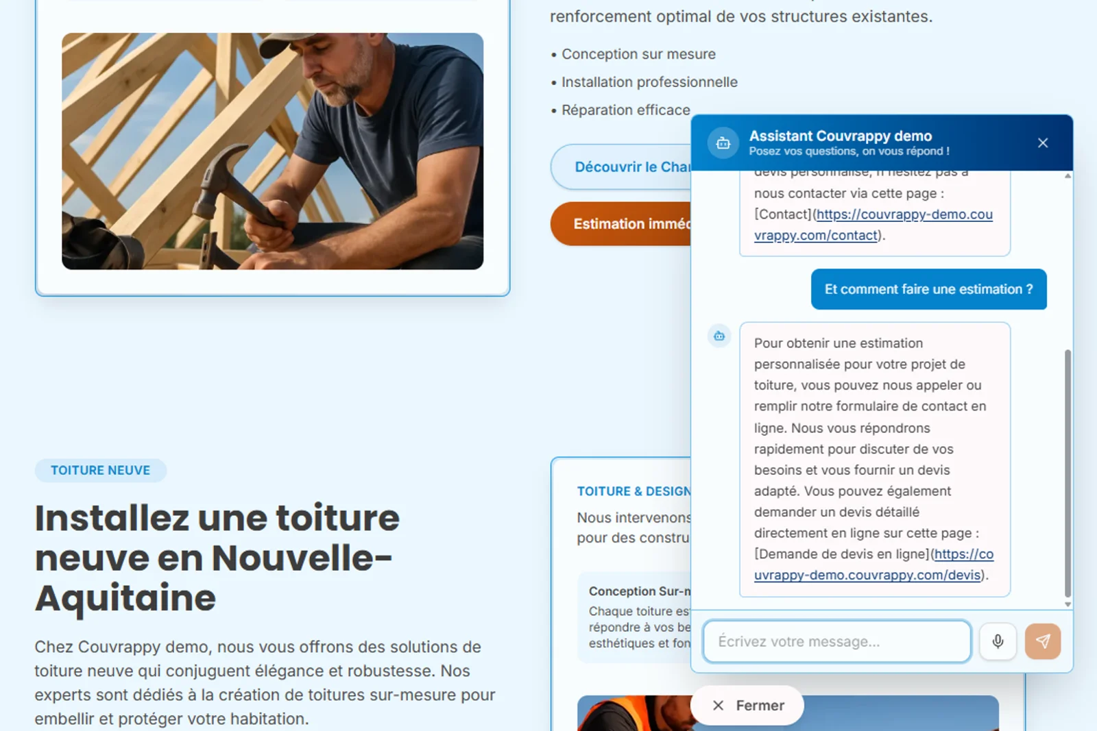 Chatbot intégré